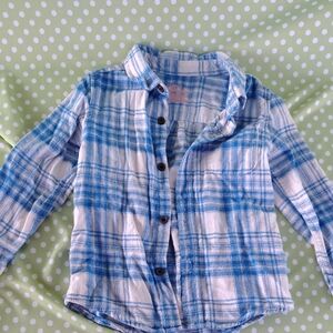 Cat & Jack Blue and White Plaid Button Down Shirt